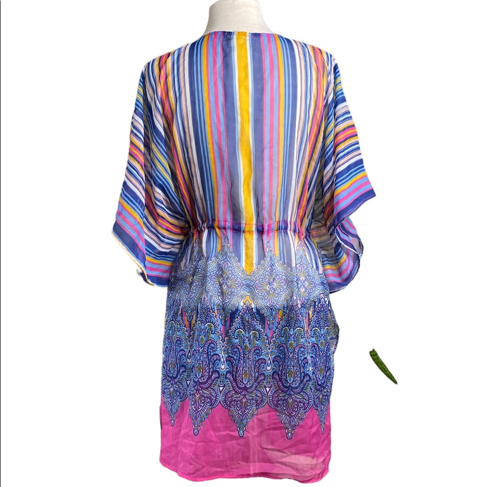 Dress barn swim coverup sheer v-neck paisley drawstring, Woman one size fits all - Picture 2 of 7
